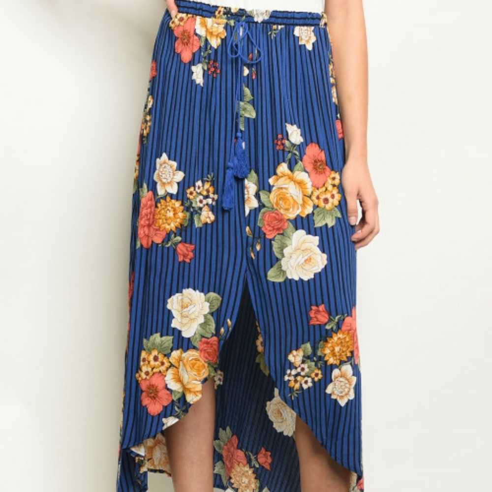🎉HP LAST! Floral and stripes high-low maxi skirt - Picture 4 of 5